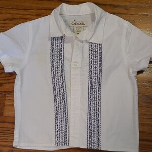 Cherokee White Shirt with Blue Embroidery